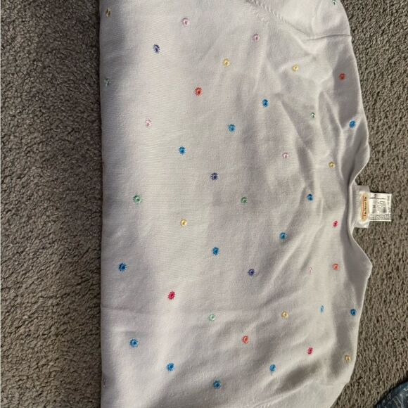 Talbots White Cardigan with Colorful Dots - Picture 6 of 6